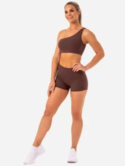 Adapt High Waisted Scrunch Shorts - Chocolate -Ryderwear adapt high waisted scrunch shorts chocolate clothing ryderwear 580968 1080x
