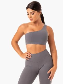 Adapt One Shoulder Sports Bra - Grey