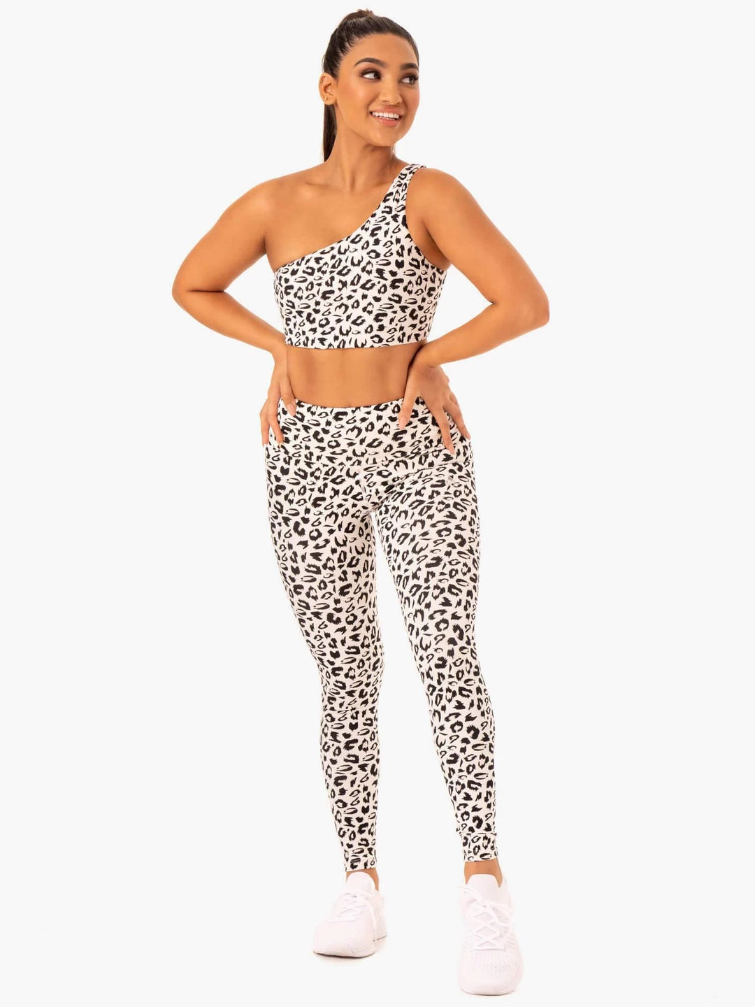 Adapt One Shoulder Sports Bra - Ivory Leopard 4 Adapt One Shoulder Sports Bra - Ivory Leopard - Image 4