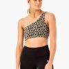 Adapt One Shoulder Sports Bra - Khaki Leopard