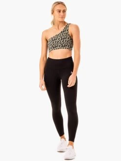 Adapt One Shoulder Sports Bra - Khaki Leopard -Ryderwear adapt one shoulder sports bra khaki leopard clothing ryderwear 526674 1080x