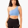 Adapt One Shoulder Sports Bra - Sky Blue