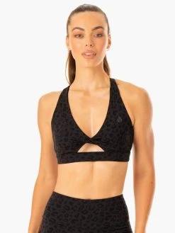 Adapt Twist Sports Bra - Black Leopard