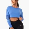 Amazon Mesh Cropped Sweater - Blue