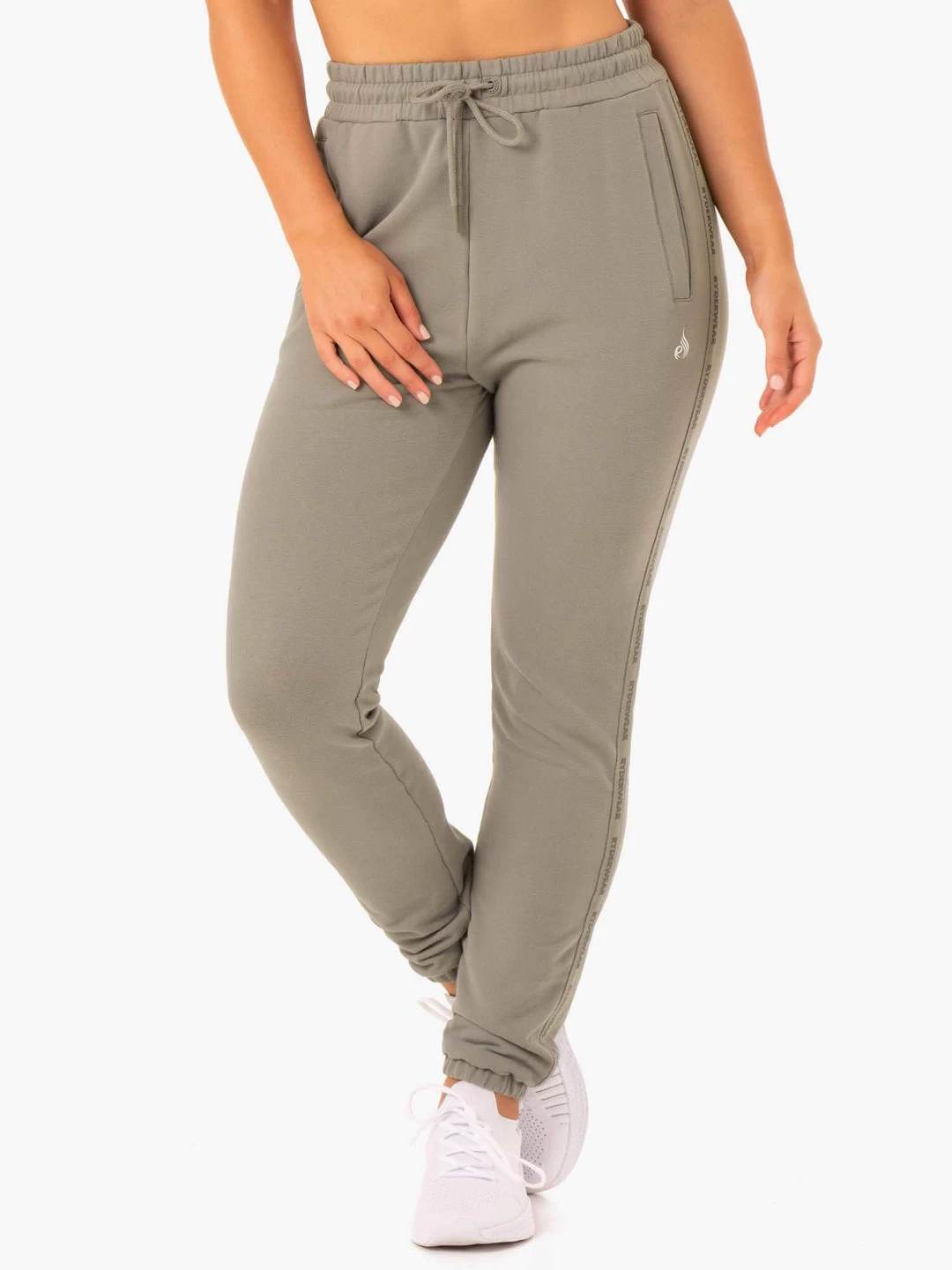Base High Waisted Track Pants - Khaki 1 Base High Waisted Track Pants - Khaki