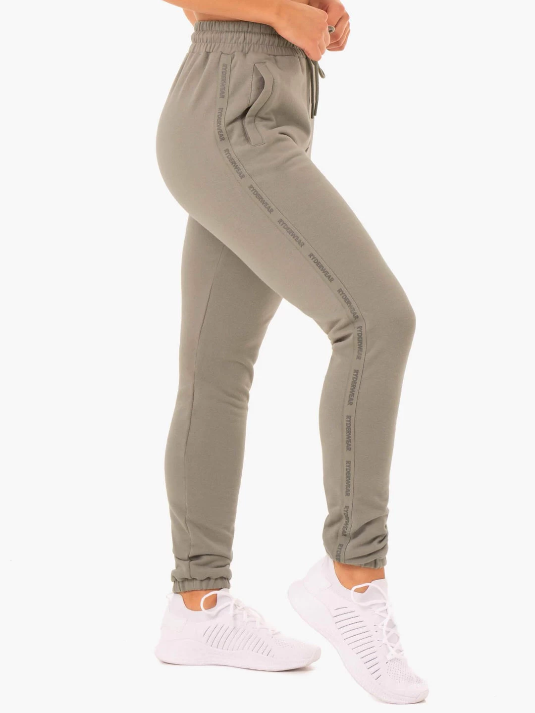 Base High Waisted Track Pants - Khaki 3 Base High Waisted Track Pants - Khaki - Image 3
