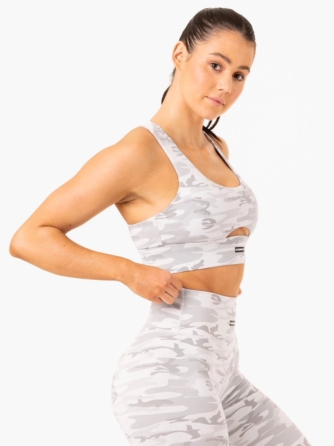 Base Racer Back Sports Bra - Grey Camo 5 Base Racer Back Sports Bra - Grey Camo - Image 5