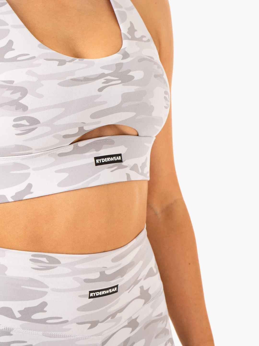 Base Racer Back Sports Bra - Grey Camo 3 Base Racer Back Sports Bra - Grey Camo - Image 3