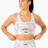 Base Racer Back Sports Bra - Grey Camo
