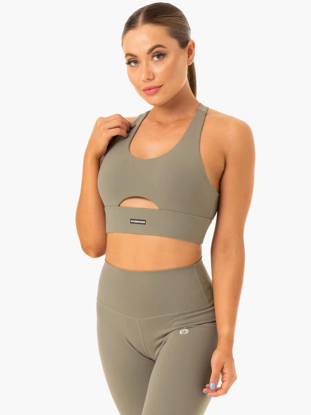 Base Racer Back Sports Bra - Khaki 3 Base Racer Back Sports Bra - Khaki - Image 3