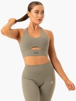 Base Racer Back Sports Bra - Khaki