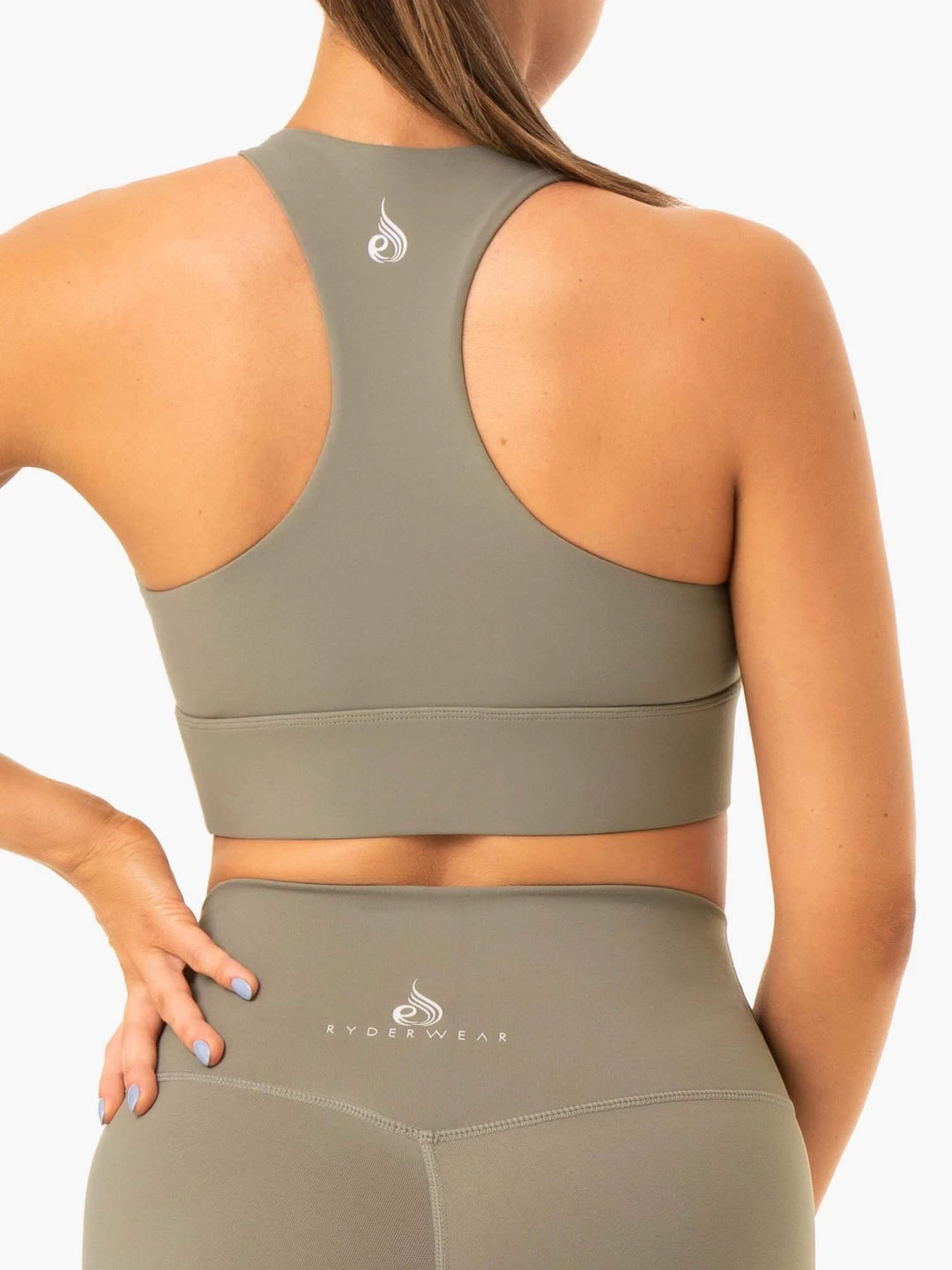 Base Racer Back Sports Bra - Khaki 2 Base Racer Back Sports Bra - Khaki - Image 2