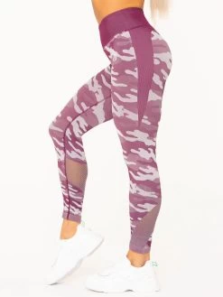Camo Seamless High Waisted Leggings - Burgundy Camo -Ryderwear camo seamless high waisted leggings burgundy camo clothing ryderwear 129056 1080x