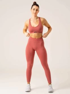 Circuit Rib Seamless High Waisted Leggings - Dusty Red -Ryderwear circuit rib seamless high waisted leggings dusty red clothing ryderwear 329792 1080x