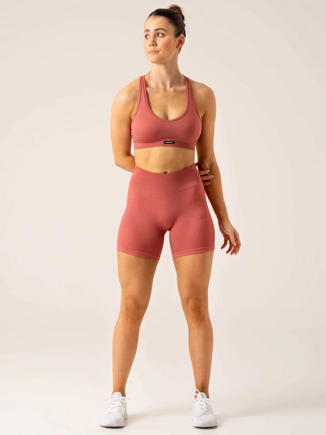 Circuit Rib Seamless High Waisted Shorts - Dusty Red 4 Circuit Rib Seamless High Waisted Shorts - Dusty Red - Image 4