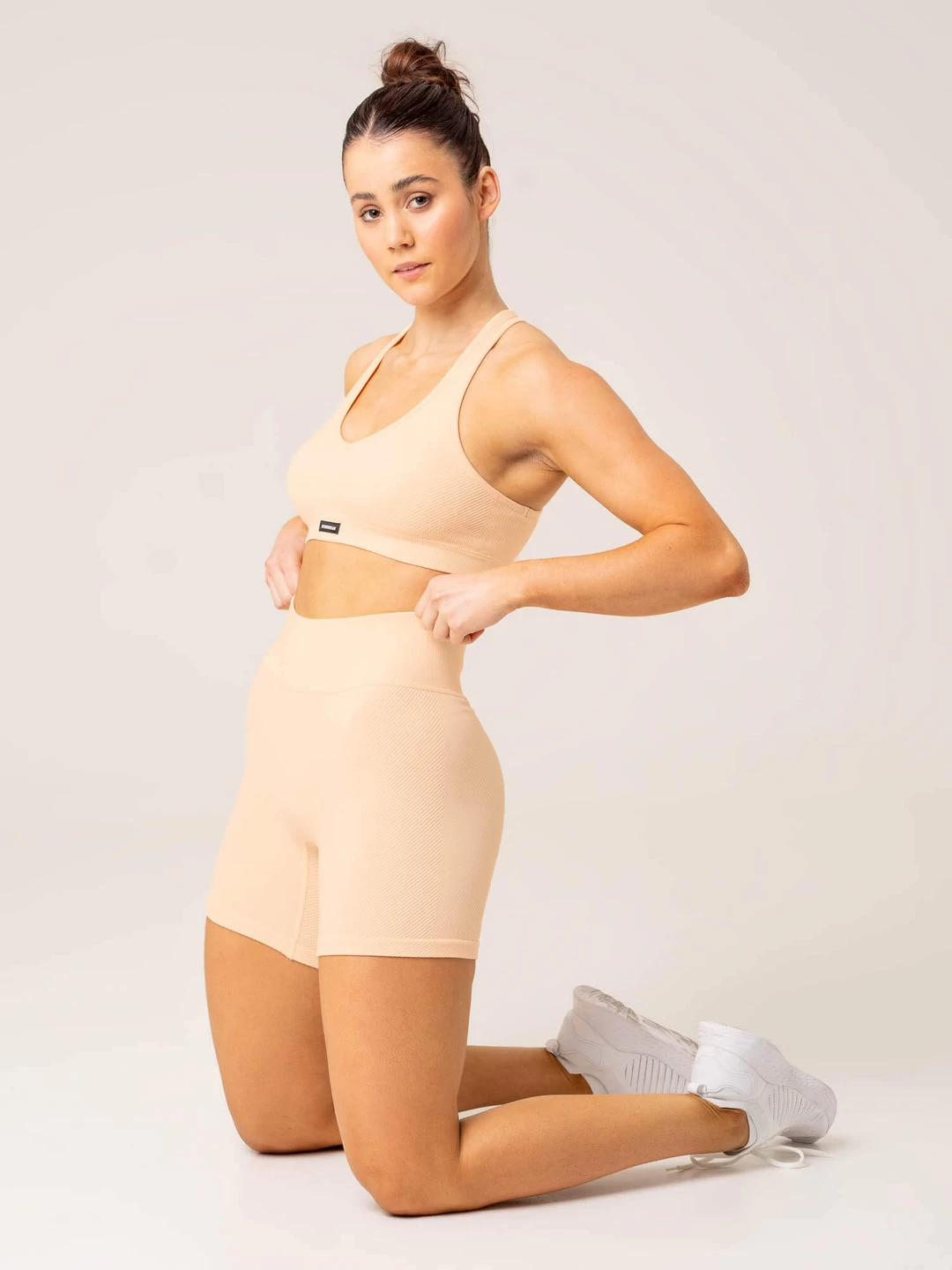 Circuit Rib Seamless High Waisted Shorts - Peach Sorbet 2 Circuit Rib Seamless High Waisted Shorts - Peach Sorbet - Image 2
