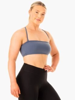 Convertible Bandeau Sports Bra - Steel Blue -Ryderwear convertible bandeau sports bra steel blue clothing ryderwear 259113 1080x