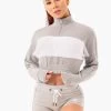 Cropped Track Jumper - Grey Marl