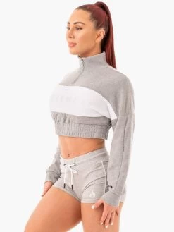 Cropped Track Jumper - Grey Marl -Ryderwear cropped track jumper grey marl clothing ryderwear 910692 1080x