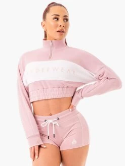 Cropped Track Jumper - Pink -Ryderwear cropped track jumper pink clothing ryderwear 986303 1080x