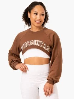 Emerge Super Crop Sweater - Chocolate -Ryderwear emerge super crop sweater chocolate clothing ryderwear 535537 1080x