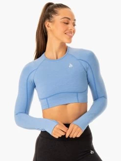 Enhance Seamless Long Sleeve Top - Blue