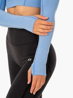 Enhance Seamless Long Sleeve Top - Blue -Ryderwear enhance seamless long sleeve top blue clothing ryderwear 574280 1080x