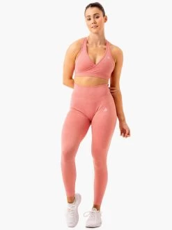 Essential Seamless Cross Over Sports Bra - Pink Marl -Ryderwear essential seamless cross over sports bra pink marl clothing ryderwear 305961 1080x