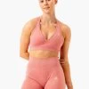 Essential Seamless Cross Over Sports Bra - Pink Marl
