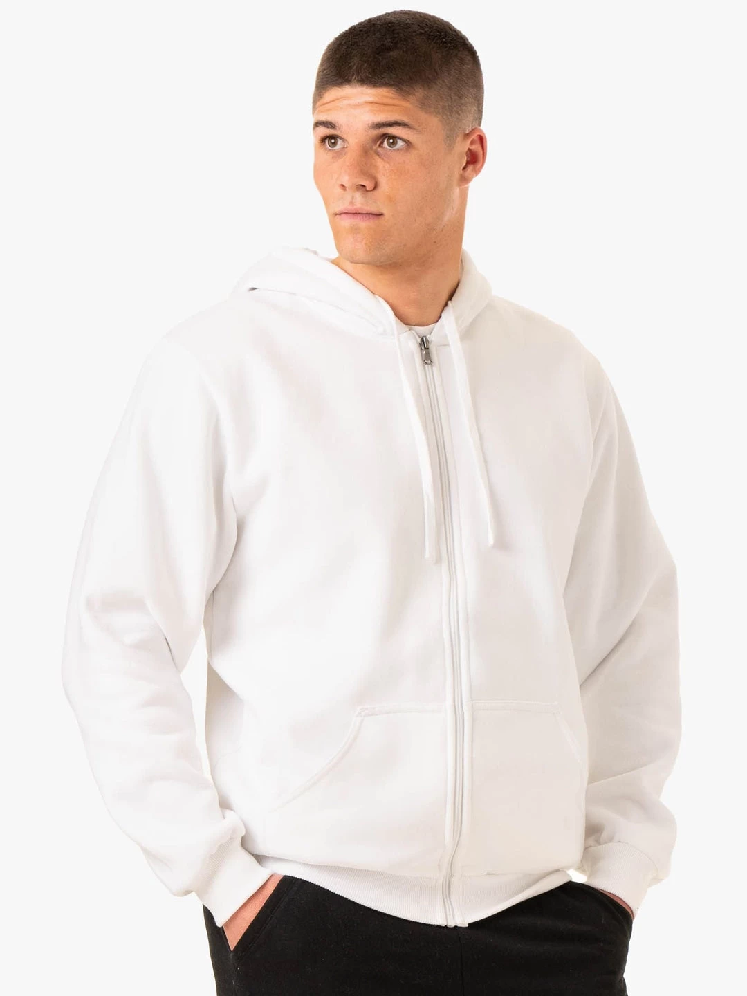 Essential Zip Up Jacket - White 1 Essential Zip Up Jacket - White