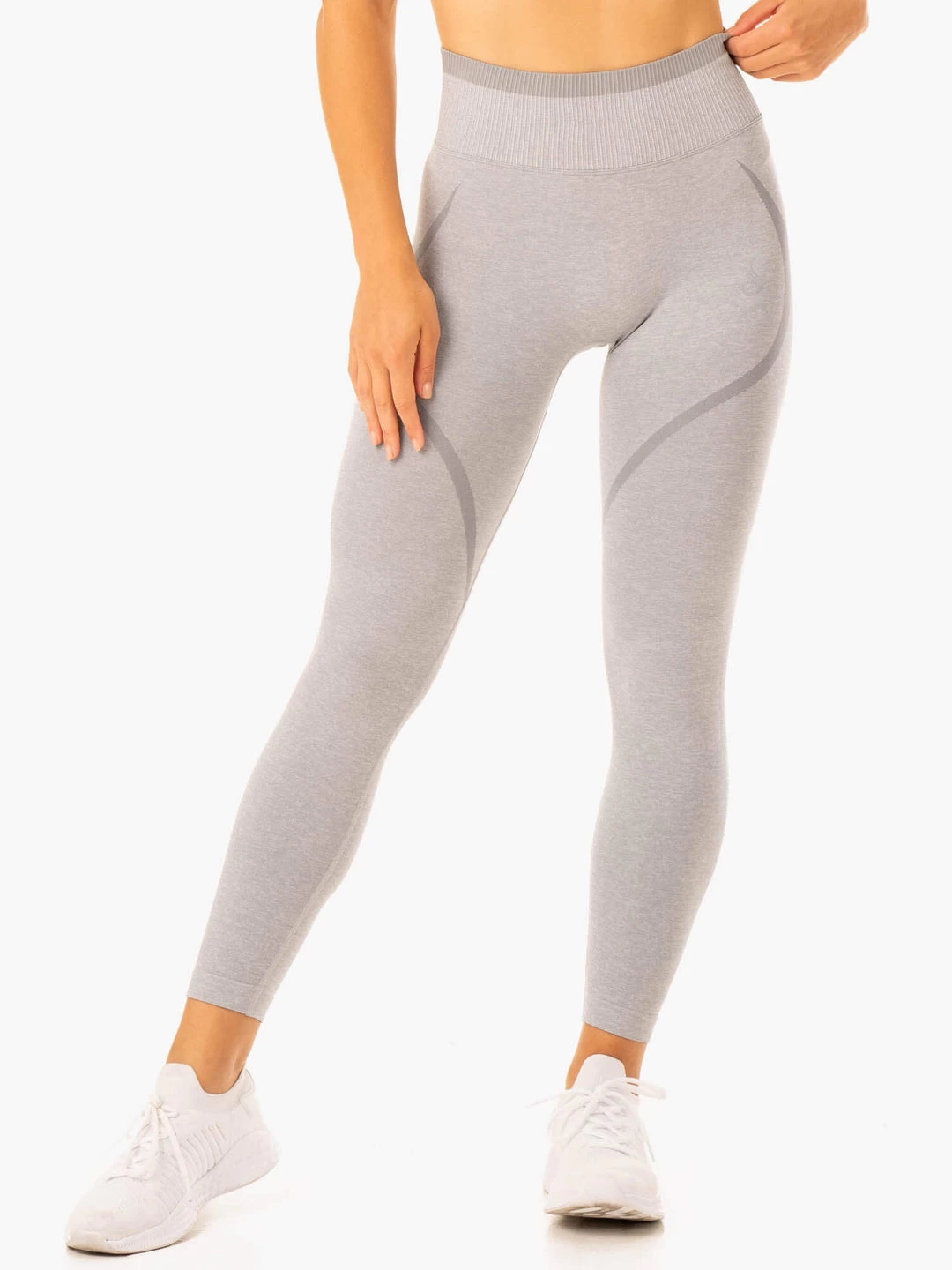Excel Seamless High Waisted Leggings - Grey Marl 2 Excel Seamless High Waisted Leggings - Grey Marl - Image 2
