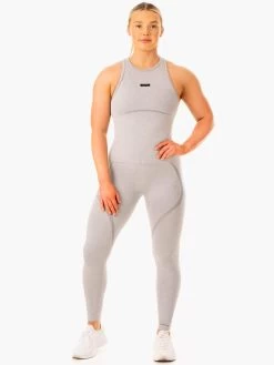 Excel Seamless Mid Length Tank - Grey Marl -Ryderwear excel seamless mid length tank grey marl clothing ryderwear 749027 1080x