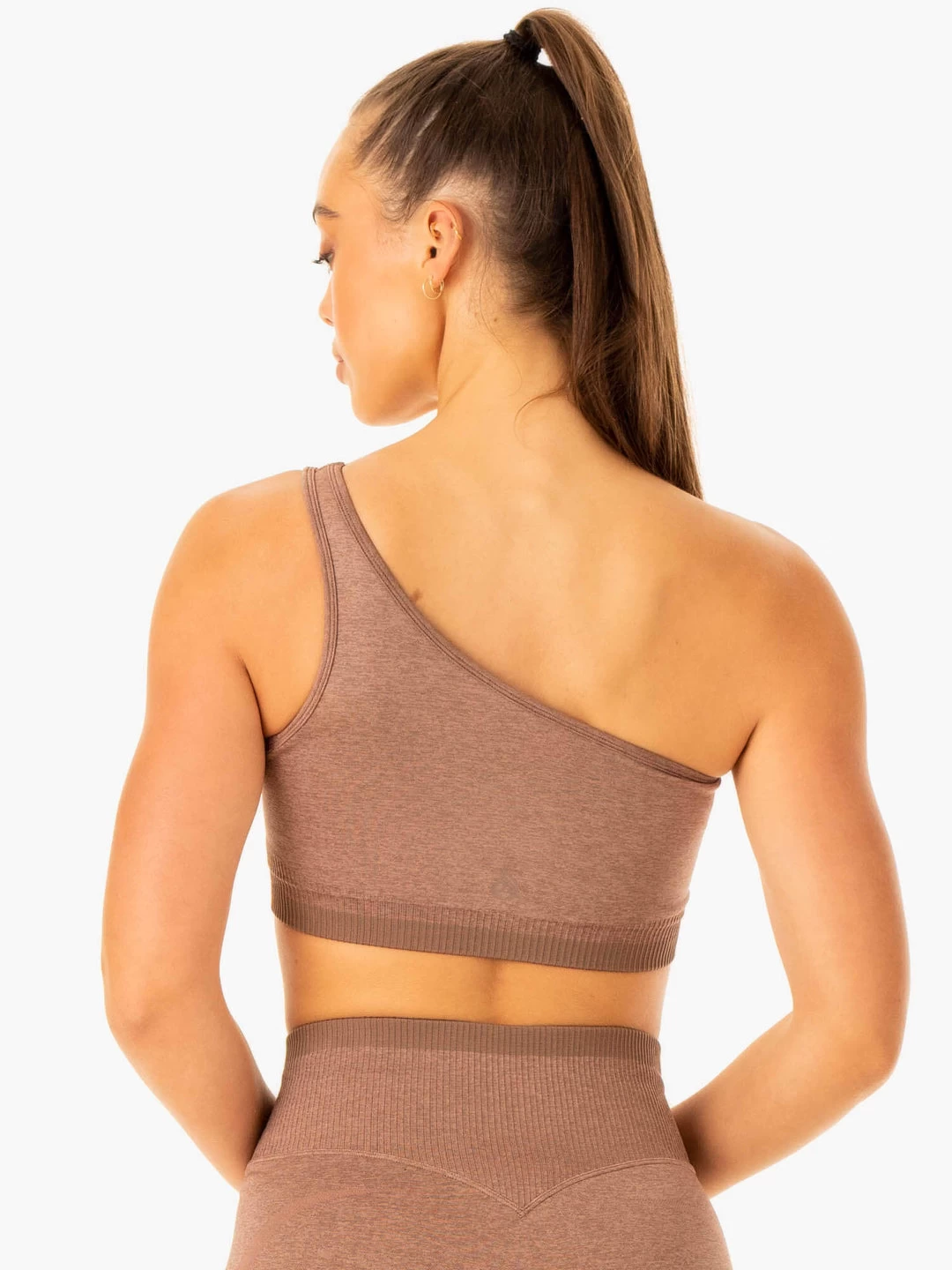 Excel Seamless One Shoulder Sports Bra - Mocha Marl 2 Excel Seamless One Shoulder Sports Bra - Mocha Marl - Image 2