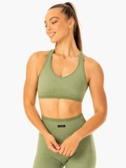 Excel Seamless Sports Bra - Moss Green Marl