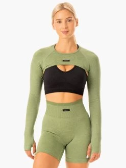 Ryderwear 3 Excel Seamless Super Crop - Moss Green Marl