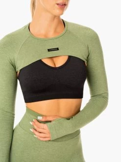 Excel Seamless Super Crop - Moss Green Marl -Ryderwear excel seamless super crop moss green marl clothing ryderwear 945567 1080x
