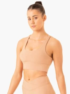 Flow Square Neck Sports Bra - Tan -Ryderwear flow square neck sports bra tan clothing ryderwear 654471 1080x