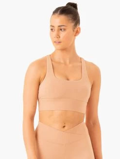 Flow Square Neck Sports Bra - Tan