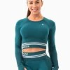 Freestyle Seamless Long Sleeve Crop - Emerald Green