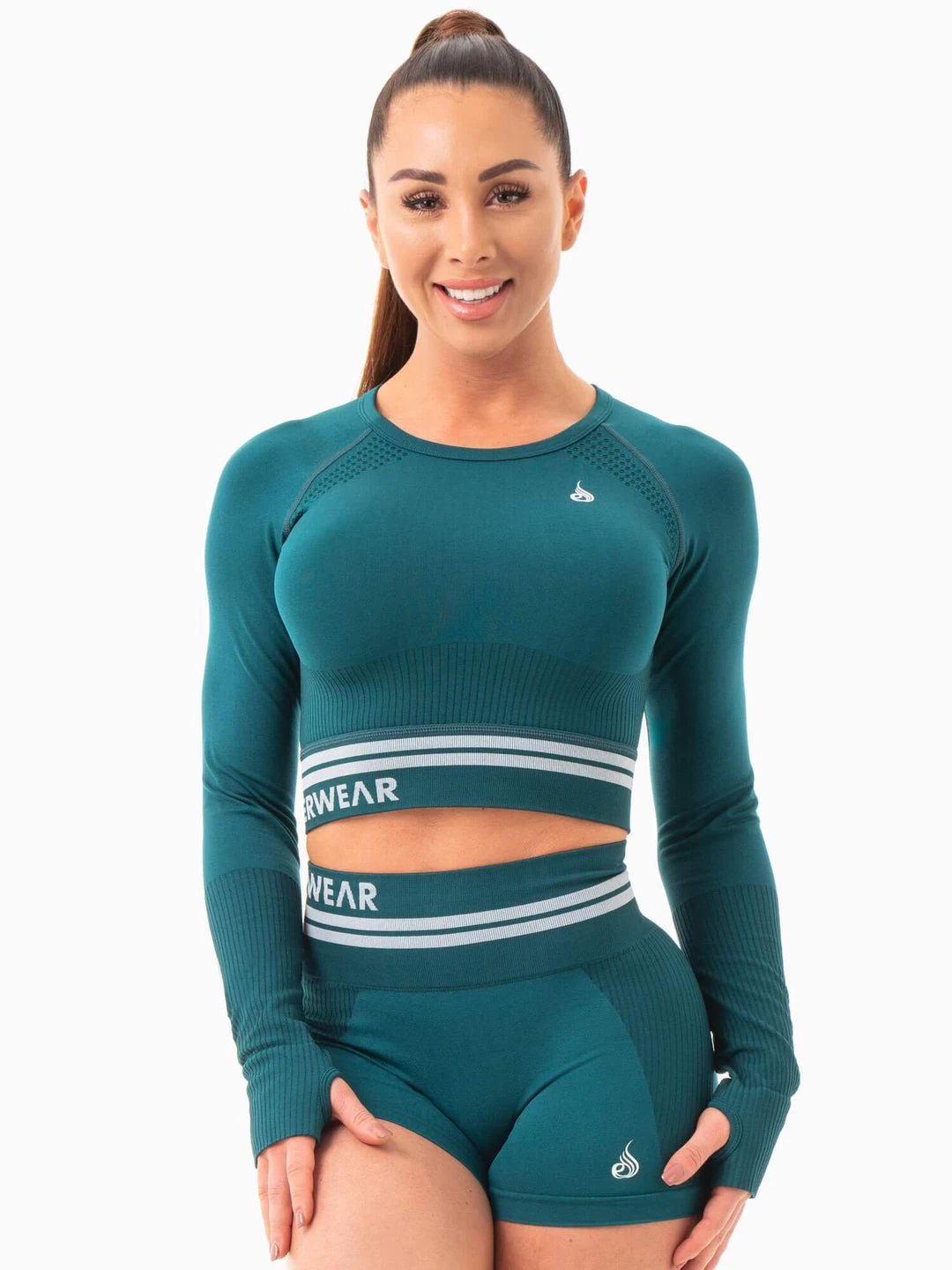 Freestyle Seamless Long Sleeve Crop - Emerald Green 1 Freestyle Seamless Long Sleeve Crop - Emerald Green