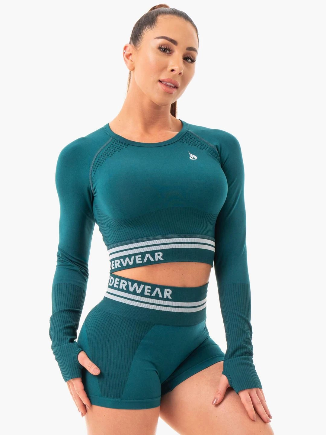 Freestyle Seamless Long Sleeve Crop - Emerald Green 4 Freestyle Seamless Long Sleeve Crop - Emerald Green - Image 4