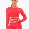 Freestyle Seamless Long Sleeve Crop - Red