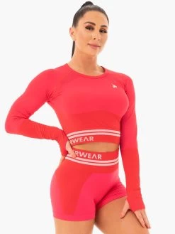 Freestyle Seamless Long Sleeve Crop - Red -Ryderwear freestyle seamless long sleeve crop red clothing ryderwear 191478 1080x