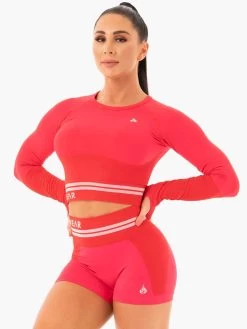 Freestyle Seamless Long Sleeve Crop - Red -Ryderwear freestyle seamless long sleeve crop red clothing ryderwear 757224 1080x