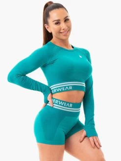 Freestyle Seamless Long Sleeve Crop - Teal -Ryderwear freestyle seamless long sleeve crop teal clothing ryderwear 284092 1080x