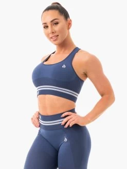 Freestyle Seamless Longline Sports Bra - Steel Blue -Ryderwear freestyle seamless longline sports bra steel blue clothing ryderwear 382924 1080x