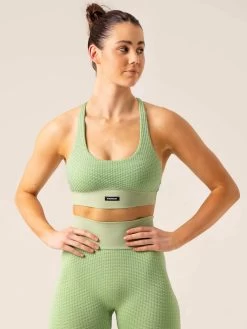 Honeycomb Seamless Sports Bra - Sage -Ryderwear honeycomb seamless sports bra sage clothing ryderwear 559801 1080x