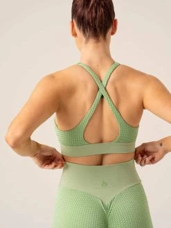 Honeycomb Seamless Sports Bra - Sage -Ryderwear honeycomb seamless sports bra sage clothing ryderwear 638861 1080x