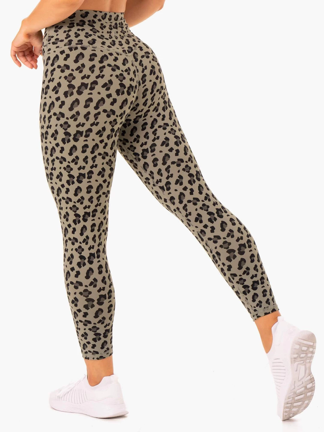 Hybrid Full Length Leggings - Khaki Leopard 2 Hybrid Full Length Leggings - Khaki Leopard - Image 2