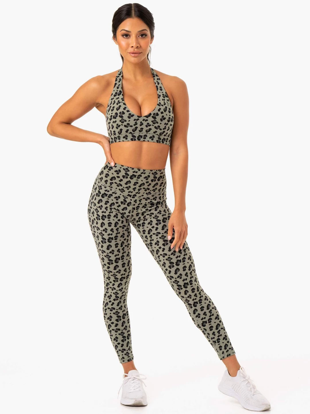 Hybrid Full Length Leggings - Khaki Leopard 7 Hybrid Full Length Leggings - Khaki Leopard - Image 7